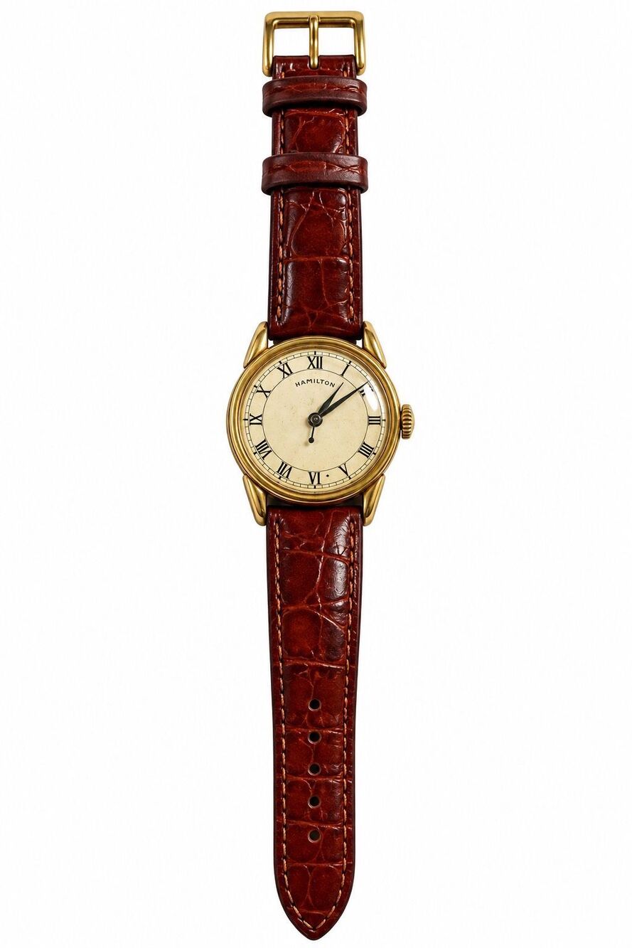 Vintage Hamilton Manual Wind Wristwatch Roman Numeral Dial Gold Tone Untested